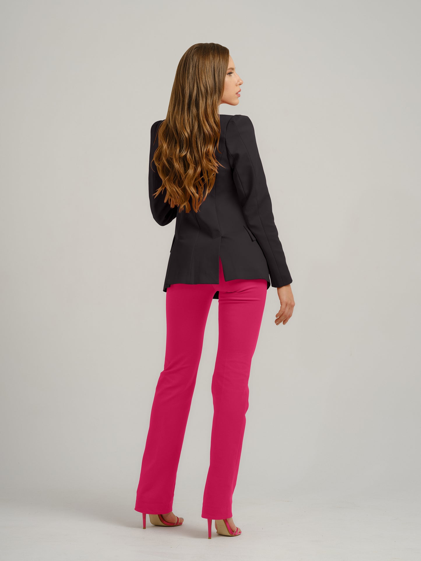 Illusion Straight-Leg Slim Trousers - Hot Pink