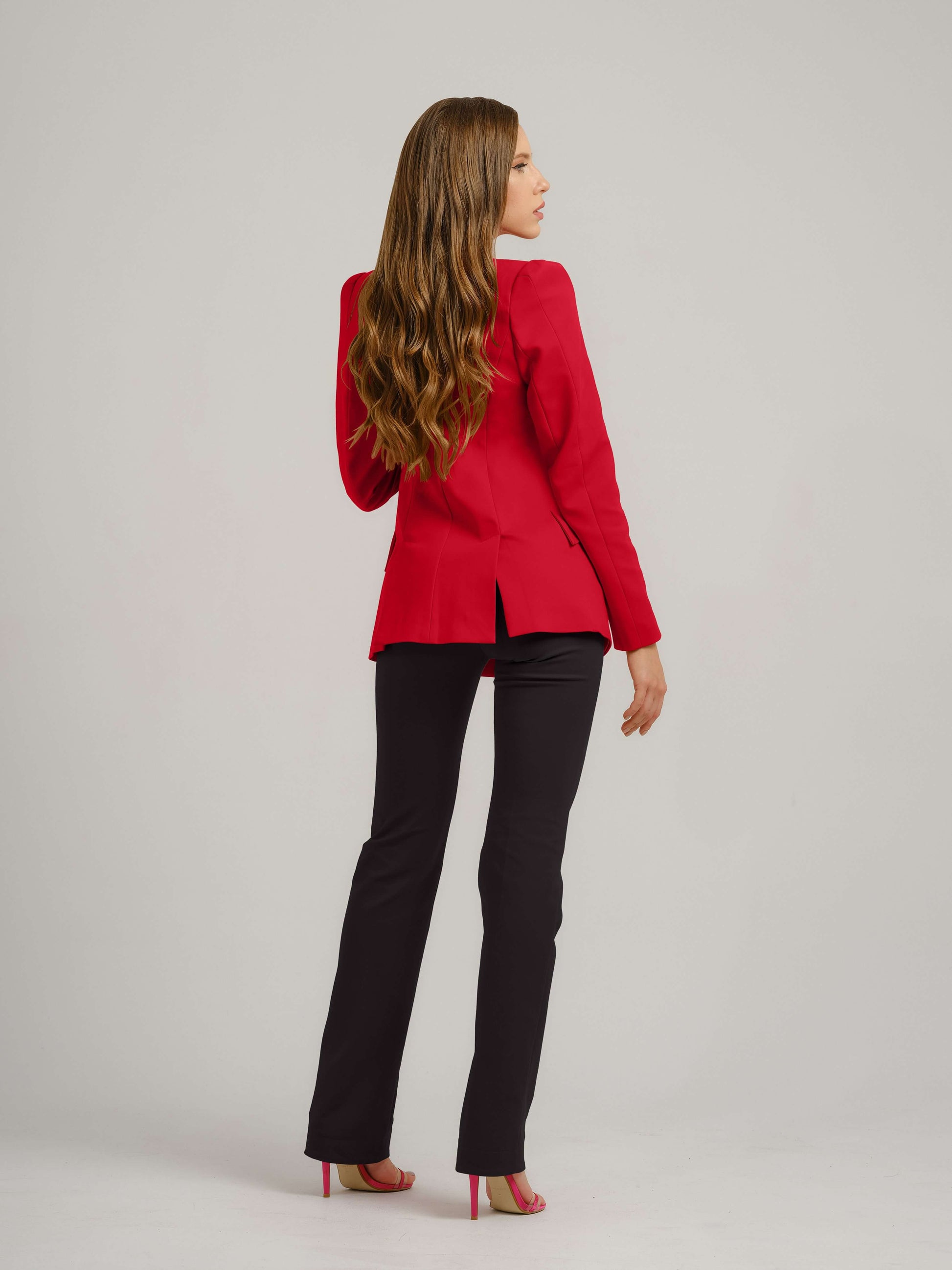 Illusion Classic Tailored Suit - Red & Black by Tia Dorraine Women's Luxury Fashion Designer Clothing Brand