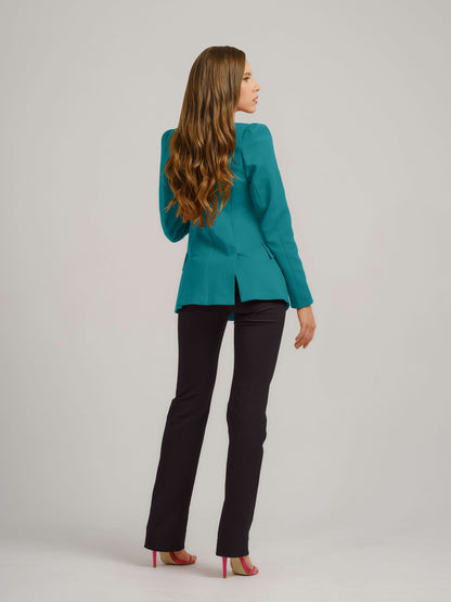 Illusion Classic Tailored Suit - Turquoise & Black by Tia Dorraine Women's Luxury Fashion Designer Clothing Brand