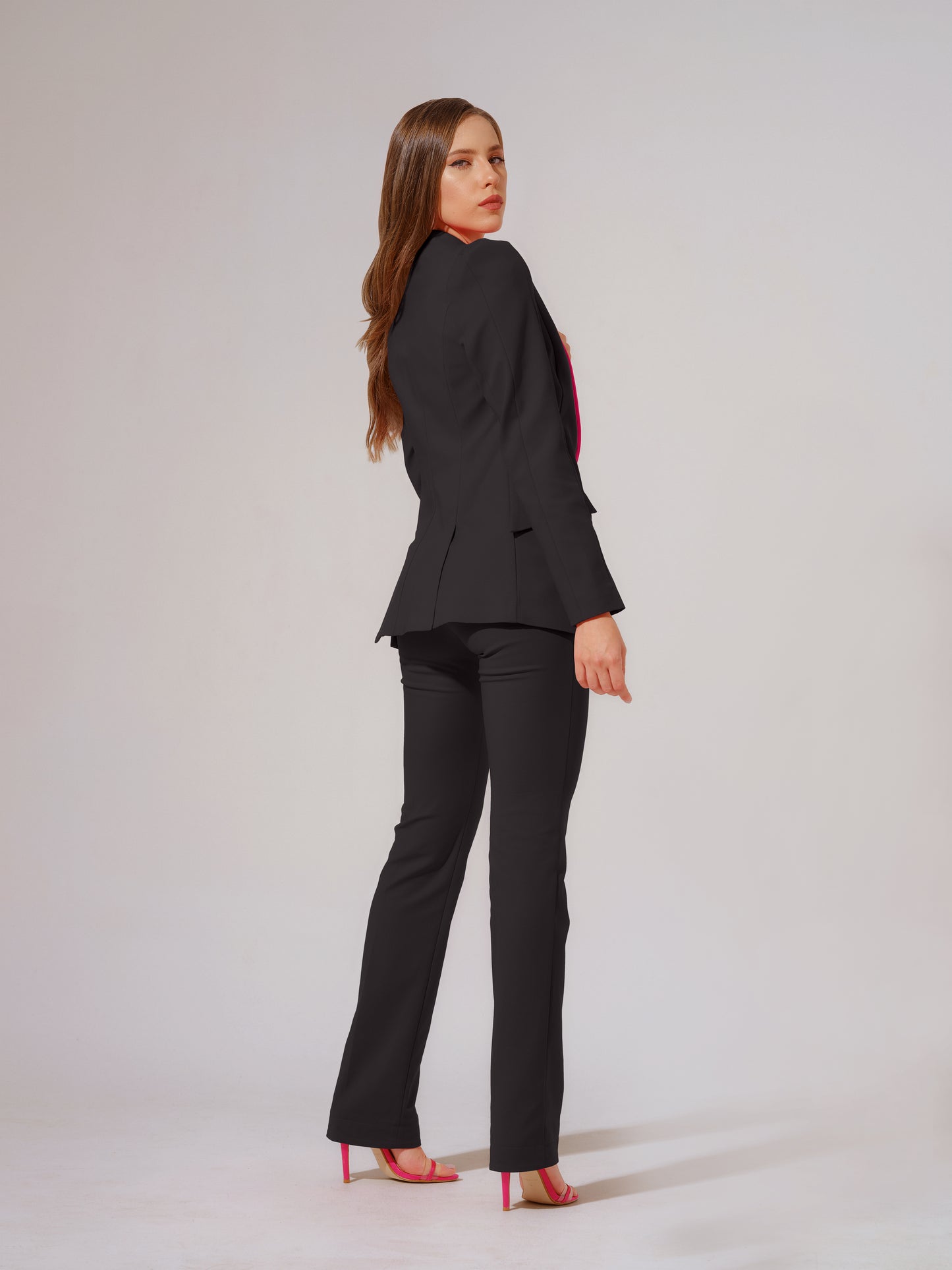 Illusion Classic Tailored Suit - Black & Pink