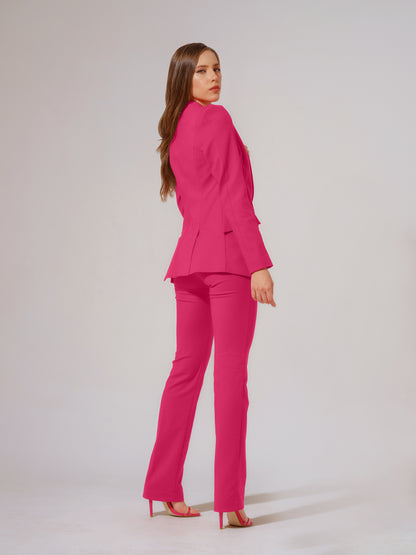 Illusion Straight-Leg Slim Trousers - Hot Pink