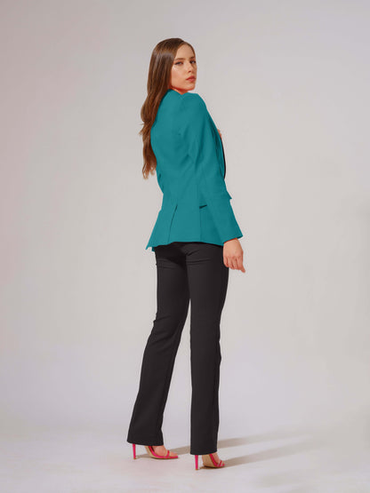 Illusion Classic Tailored Suit - Turquoise & Black by Tia Dorraine Women's Luxury Fashion Designer Clothing Brand