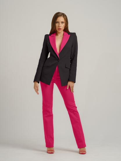 Illusion Classic Tailored Suit with Pink Pants - Black