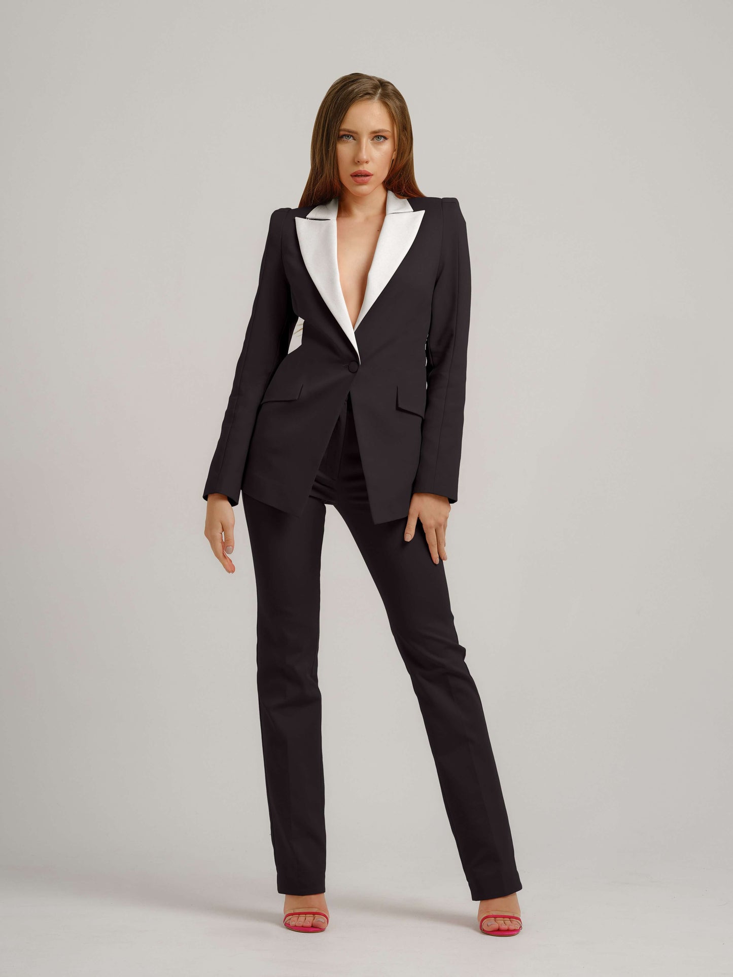 Illusion Classic Tailored Suit - Black & White by Tia Dorraine Women's Luxury Fashion Designer Clothing Brand