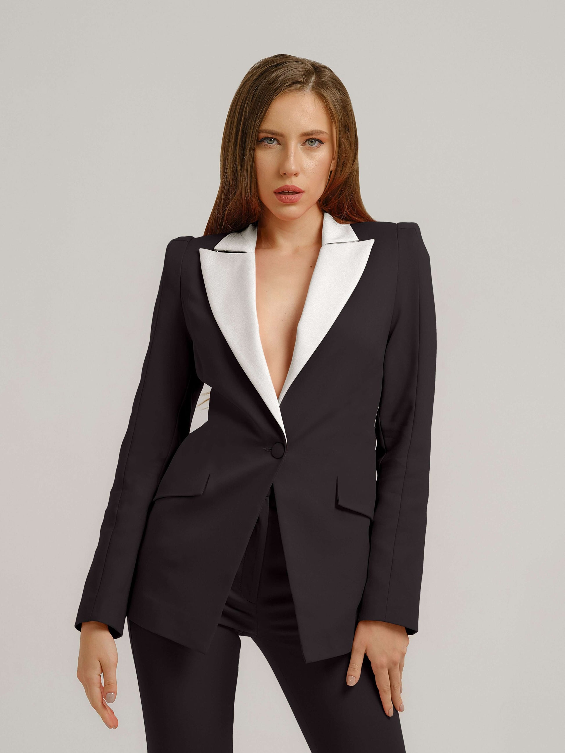 Illusion Classic Tailored Suit - Black & White by Tia Dorraine Women's Luxury Fashion Designer Clothing Brand