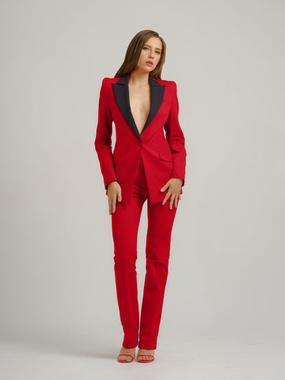 Illusion Classic Tailored Suit - Red & Black