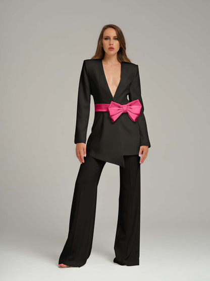 Black Pearl Power Suit with Pink Bow Belt