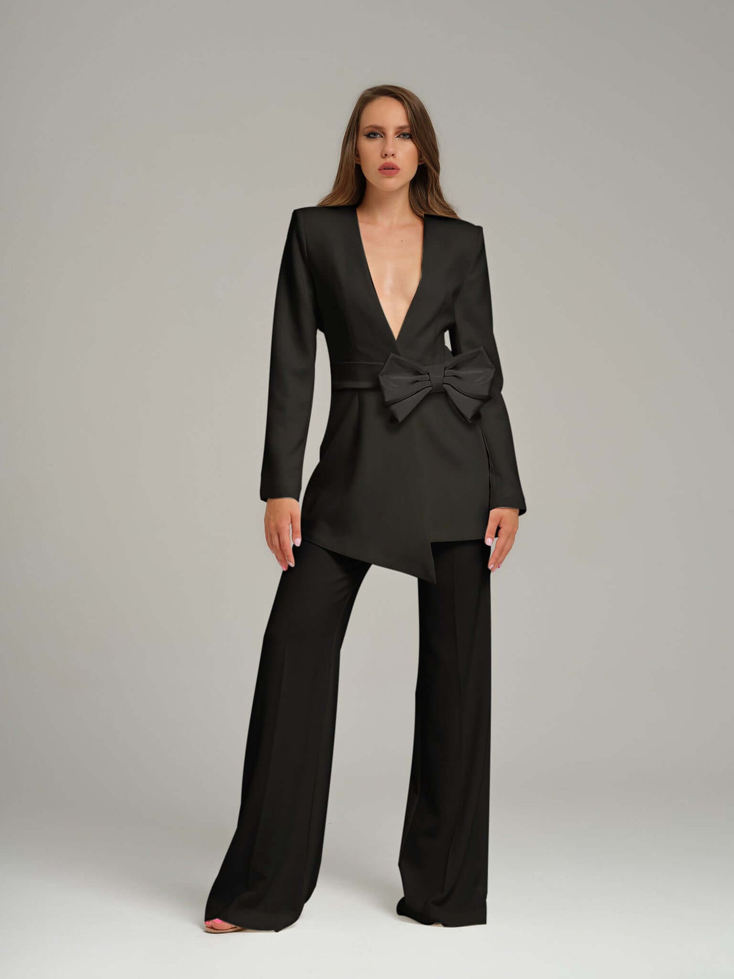 Black Pearl Power Suit with Bow Belt