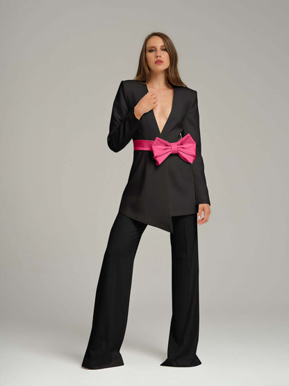 Black Pearl Power Suit with Pink Bow Belt