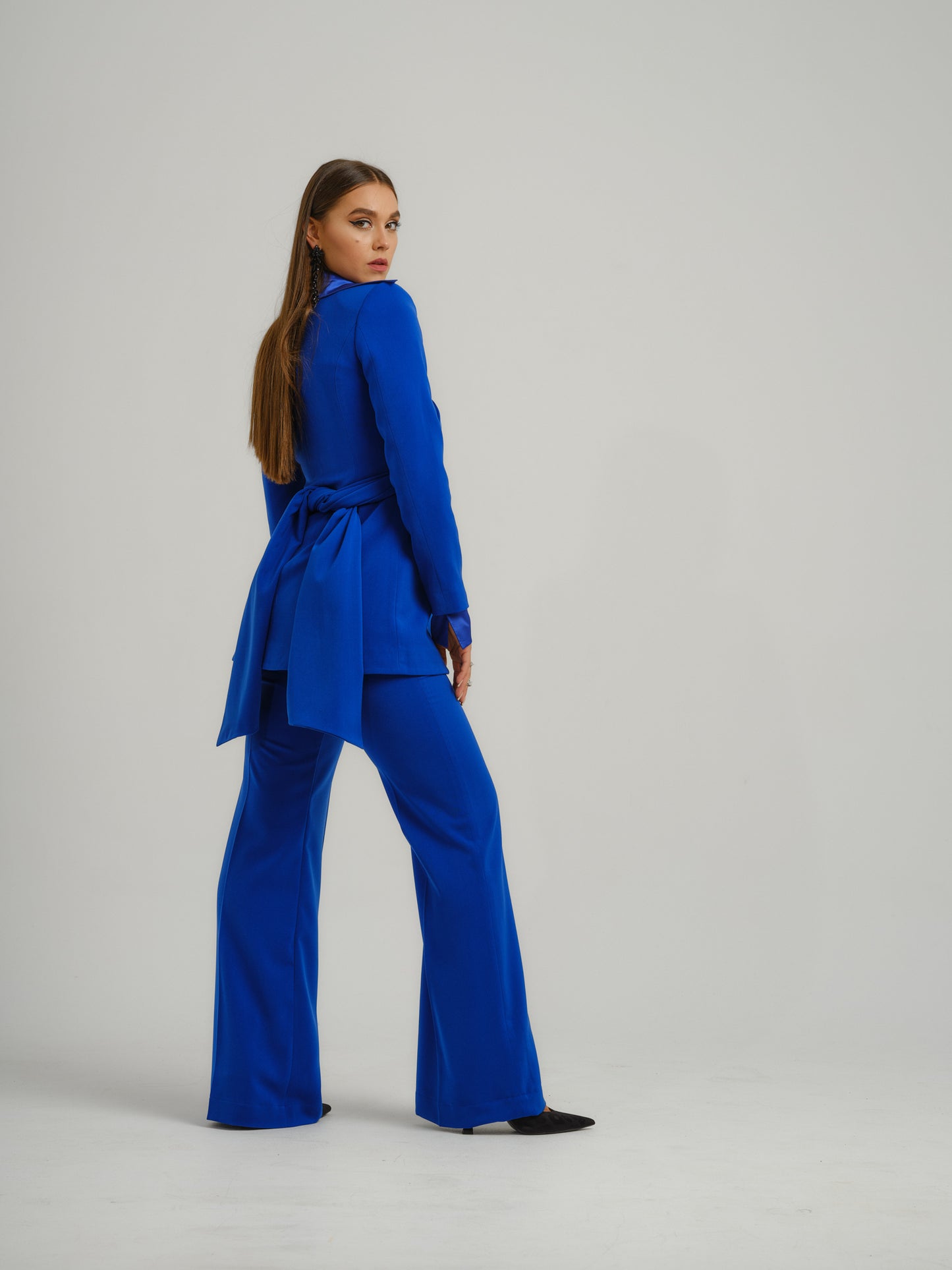 Royal Azure Cross-Wrap Statement Suit by Tia Dorraine Women's Luxury Fashion Designer Clothing Brand