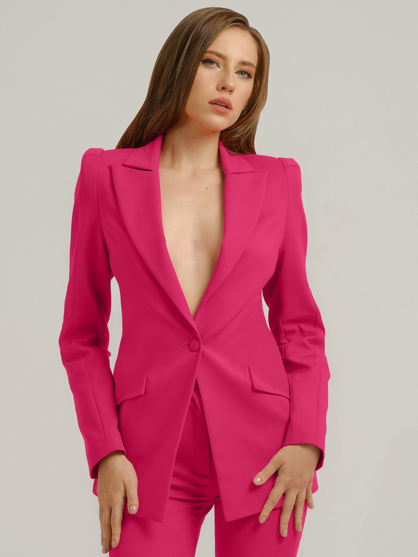 Illusion Classic Tailored Blazer - Hot Pink