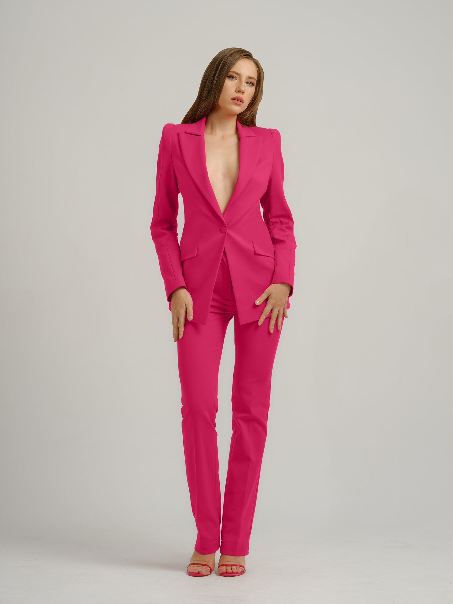 Illusion Classic Tailored Suit - Hot Pink