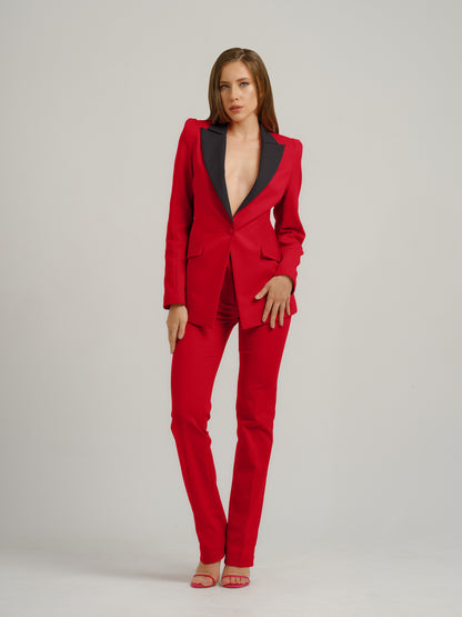 Illusion Classic Tailored Suit - Red & Black