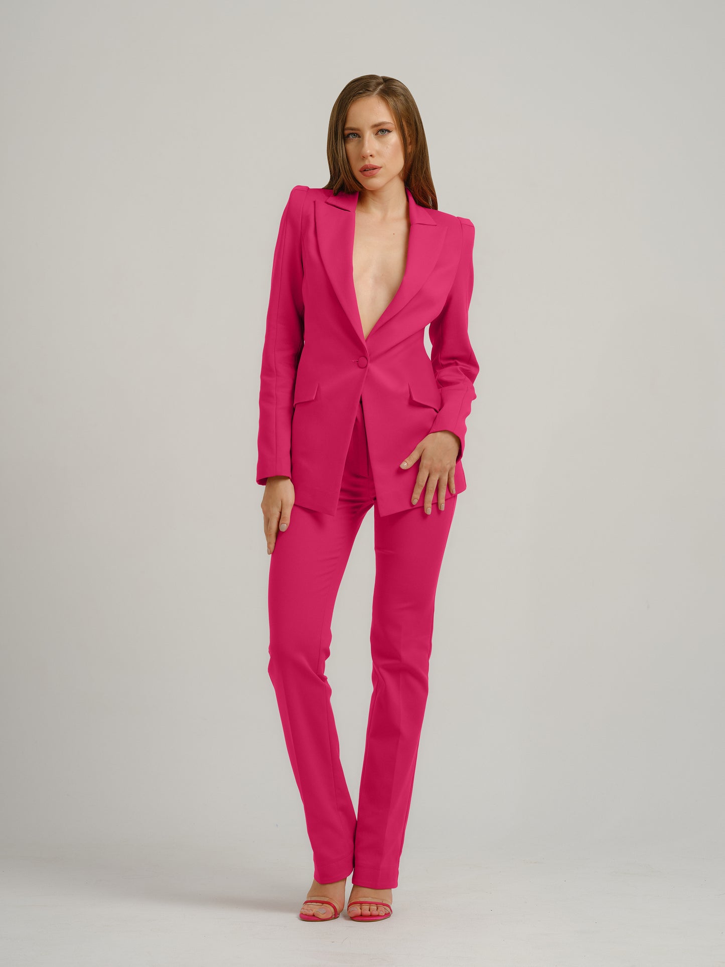 Illusion Classic Tailored Suit - Hot Pink