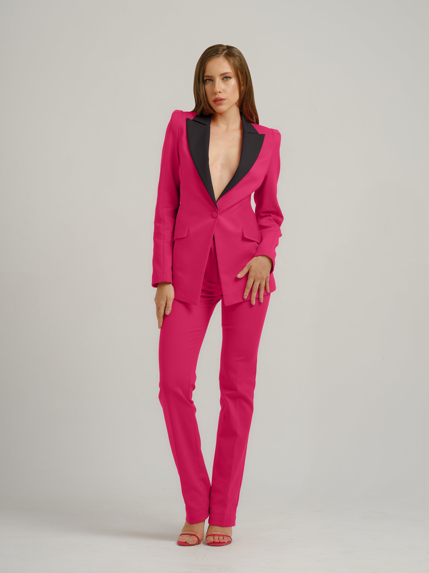 Illusion Classic Tailored Suit - Pink & Black