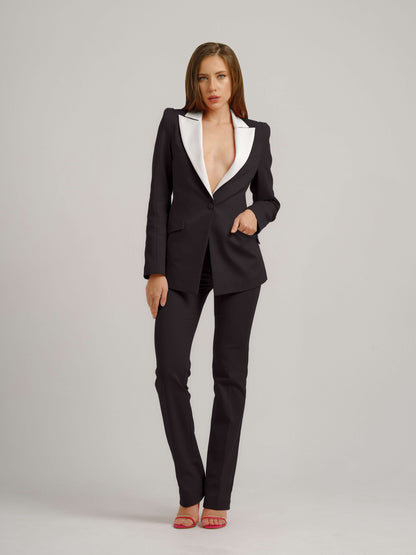 Illusion Classic Tailored Suit - Black & White by Tia Dorraine Women's Luxury Fashion Designer Clothing Brand