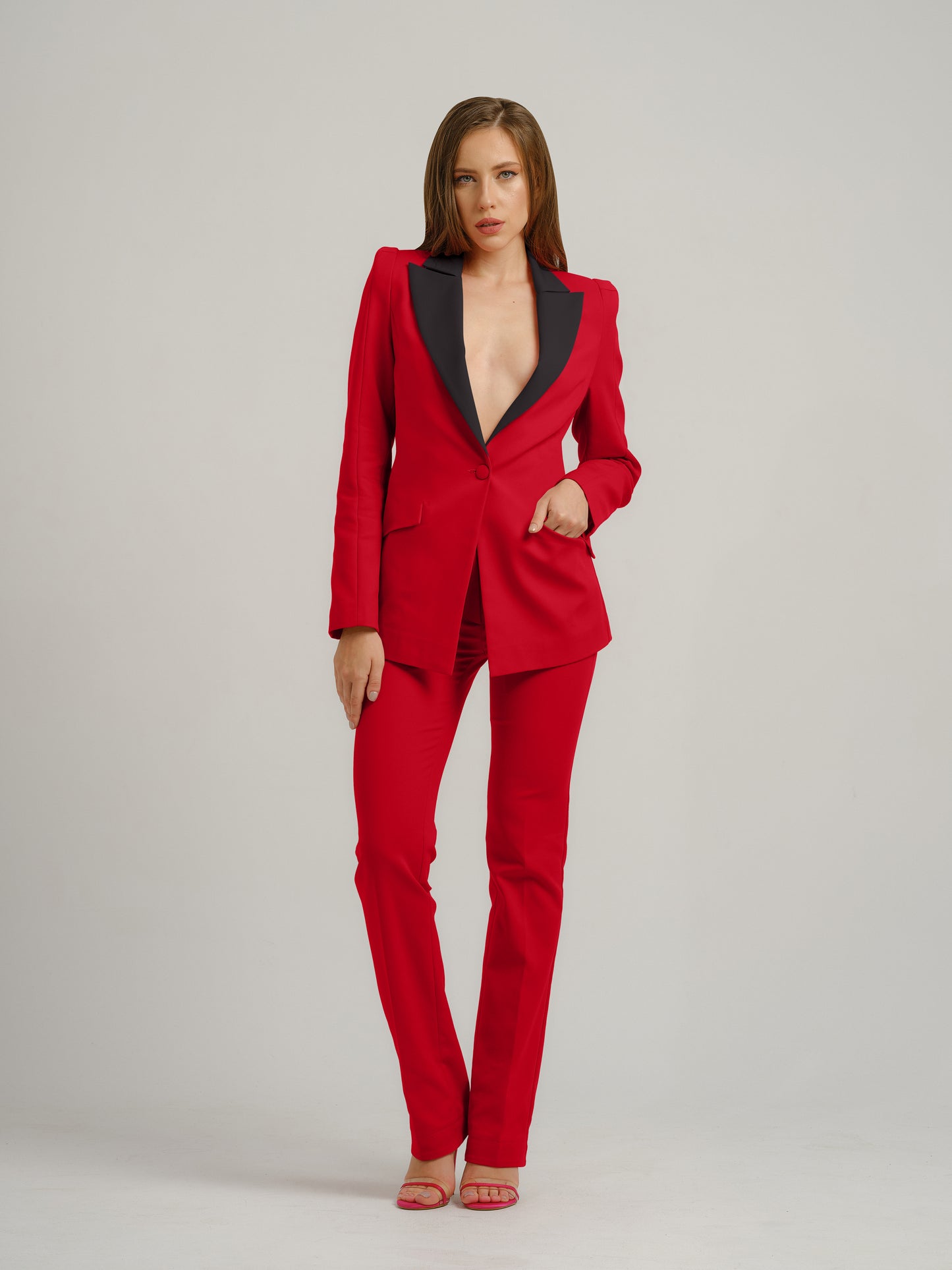 Illusion Classic Tailored Suit - Red & Black