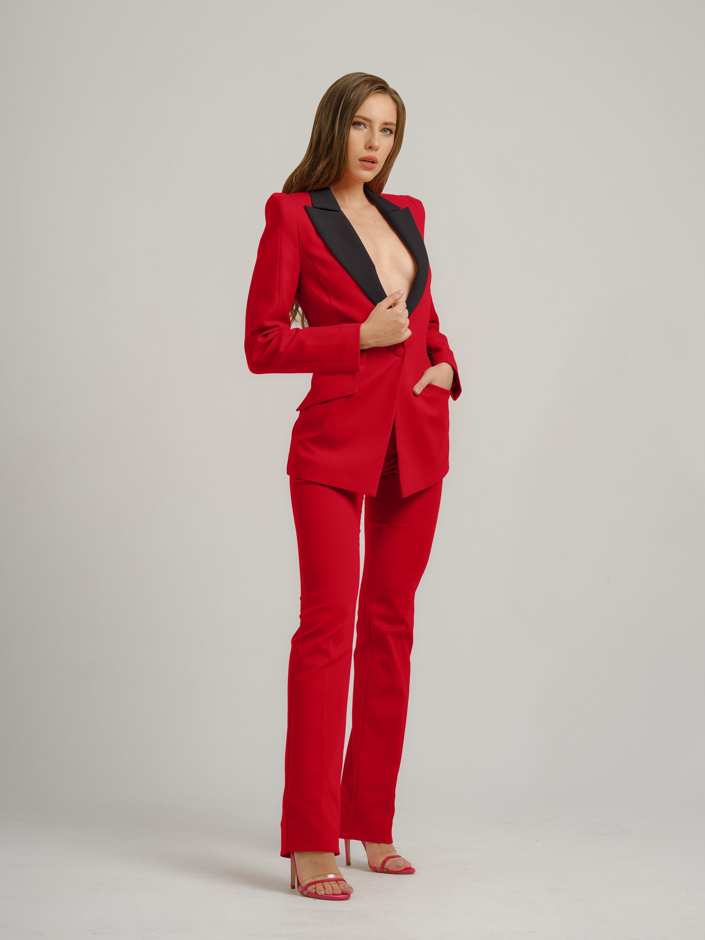 Illusion Classic Tailored Suit - Red & Black