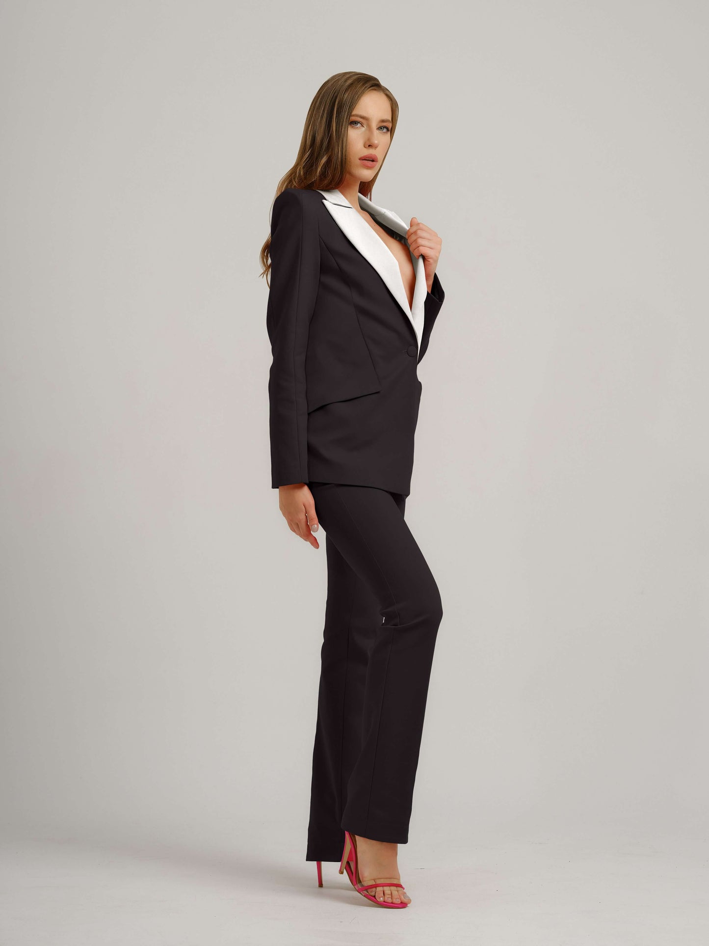 Illusion Classic Tailored Suit - Black & White by Tia Dorraine Women's Luxury Fashion Designer Clothing Brand