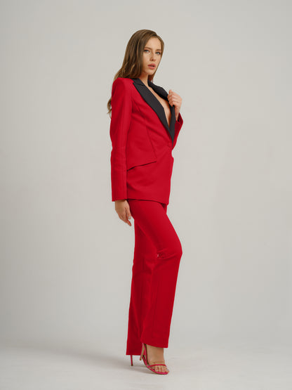 Illusion Classic Tailored Suit - Red & Black