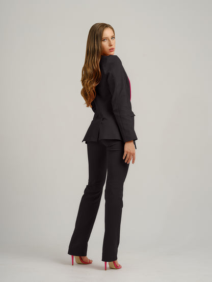 Illusion Classic Tailored Suit - Black & Pink