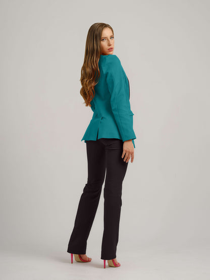 Illusion Classic Tailored Suit - Turquoise & Black by Tia Dorraine Women's Luxury Fashion Designer Clothing Brand