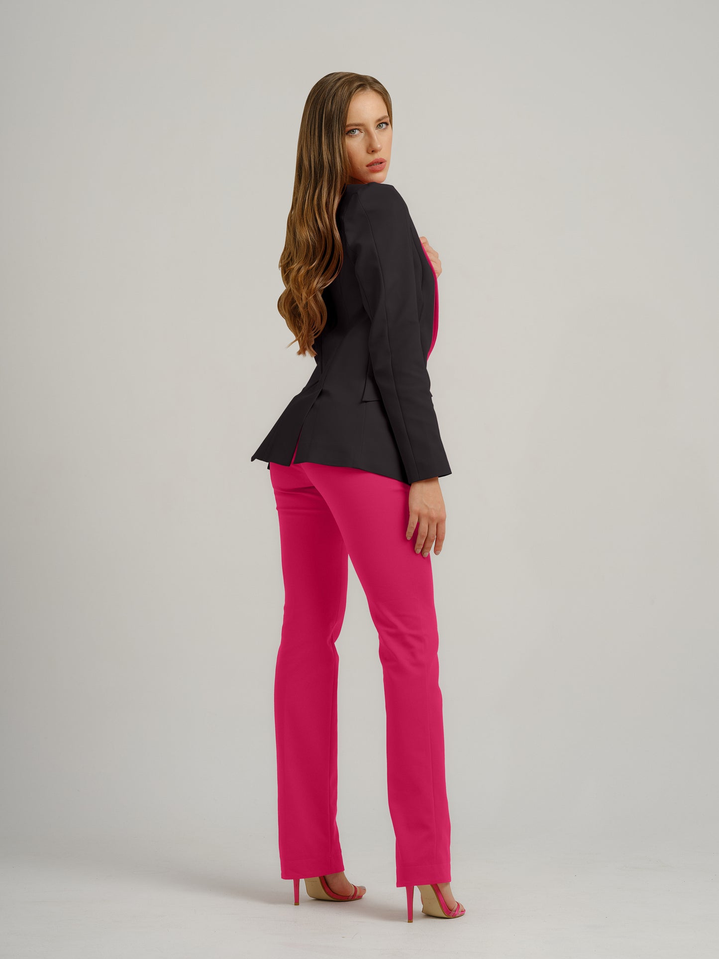 Illusion Classic Tailored Suit with Pink Pants - Black