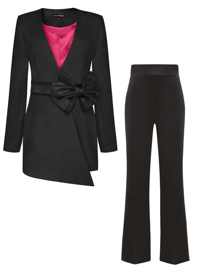 Black Pearl Power Suit with Bow Belt