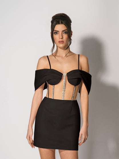 Belle of the Ball Crystal-Embellished Mini Dress - Black