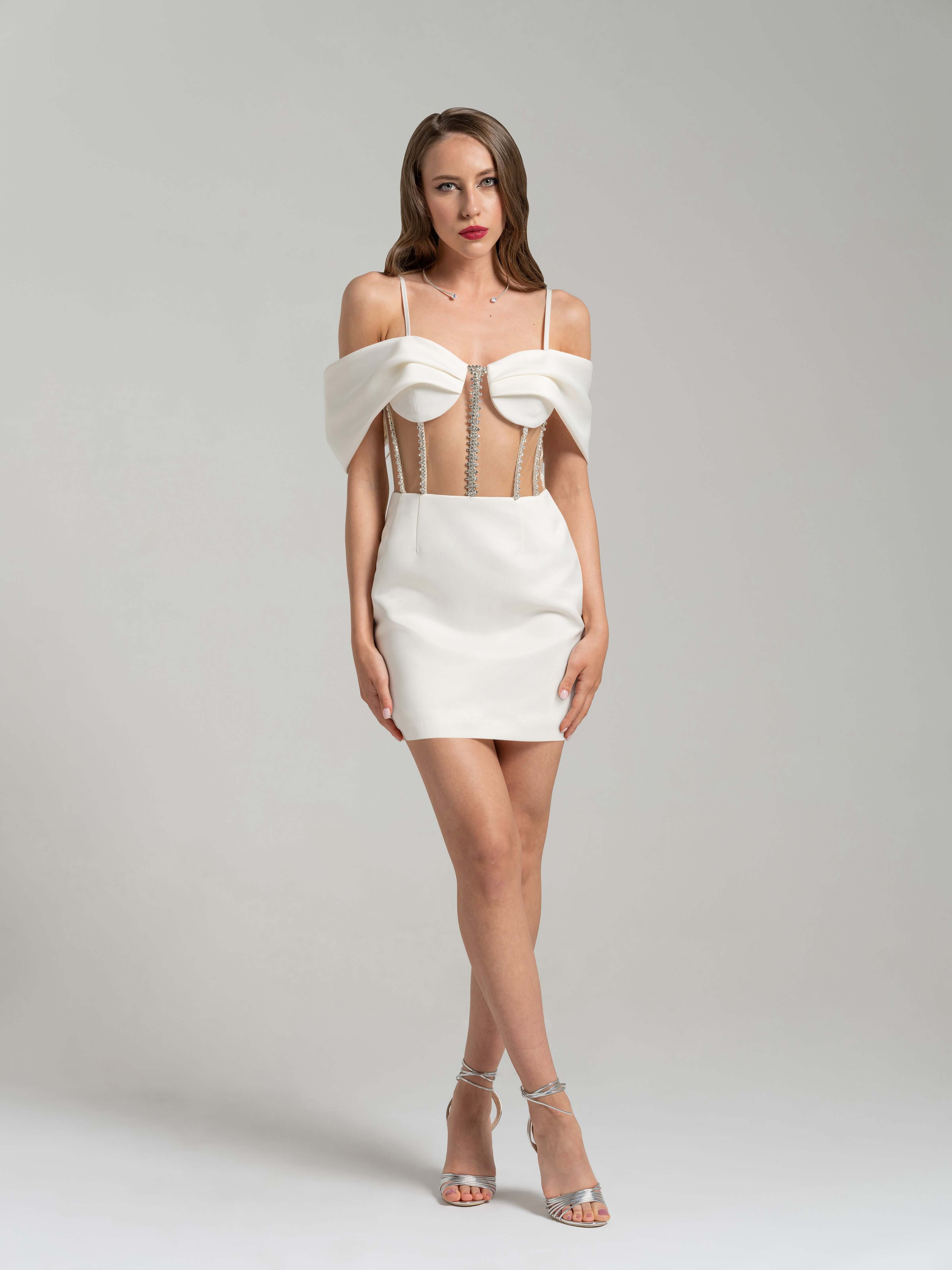 White designer sale mini dress