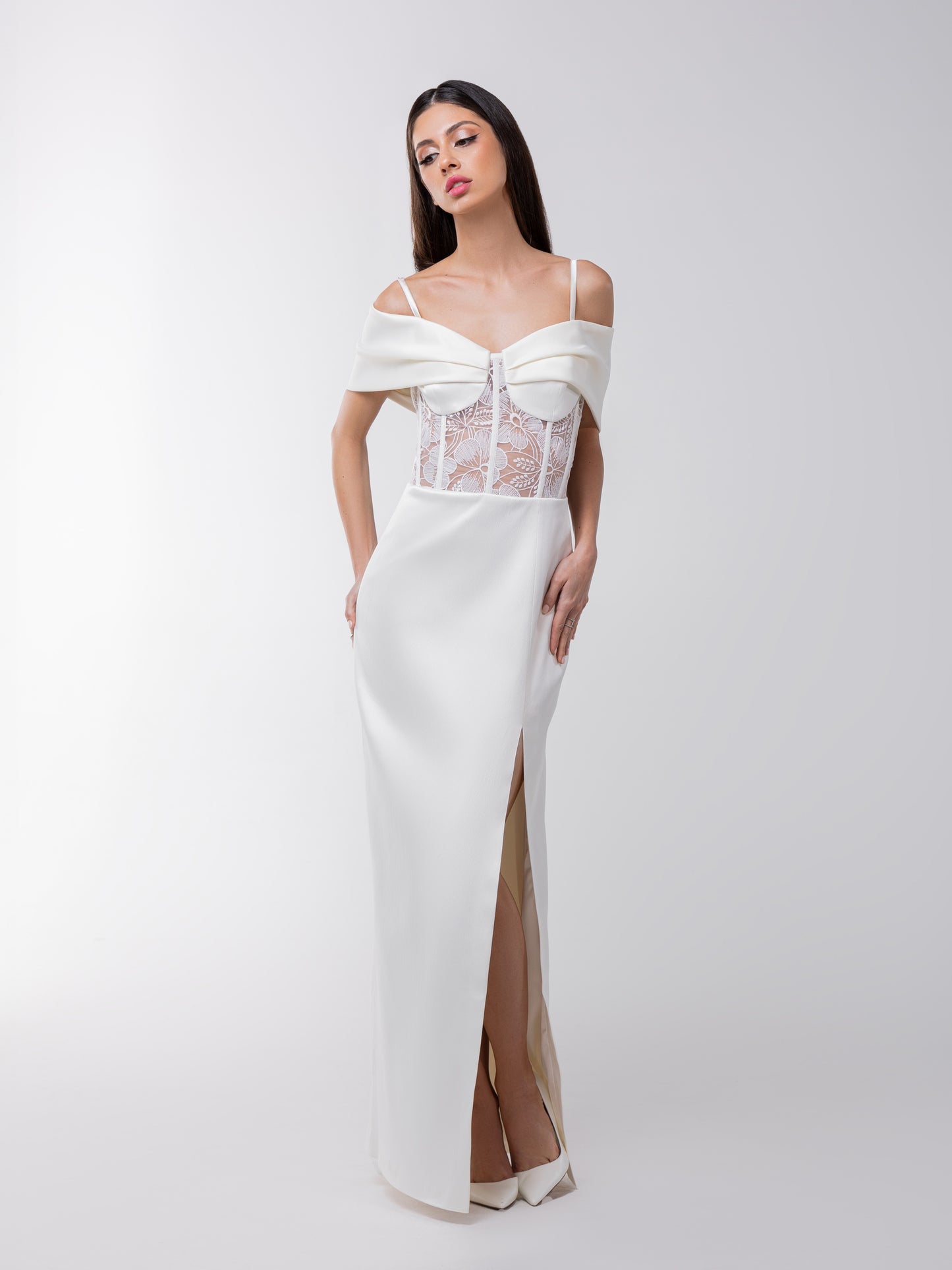 Belle of the Ball Satin Maxi Dress with Lace Corset