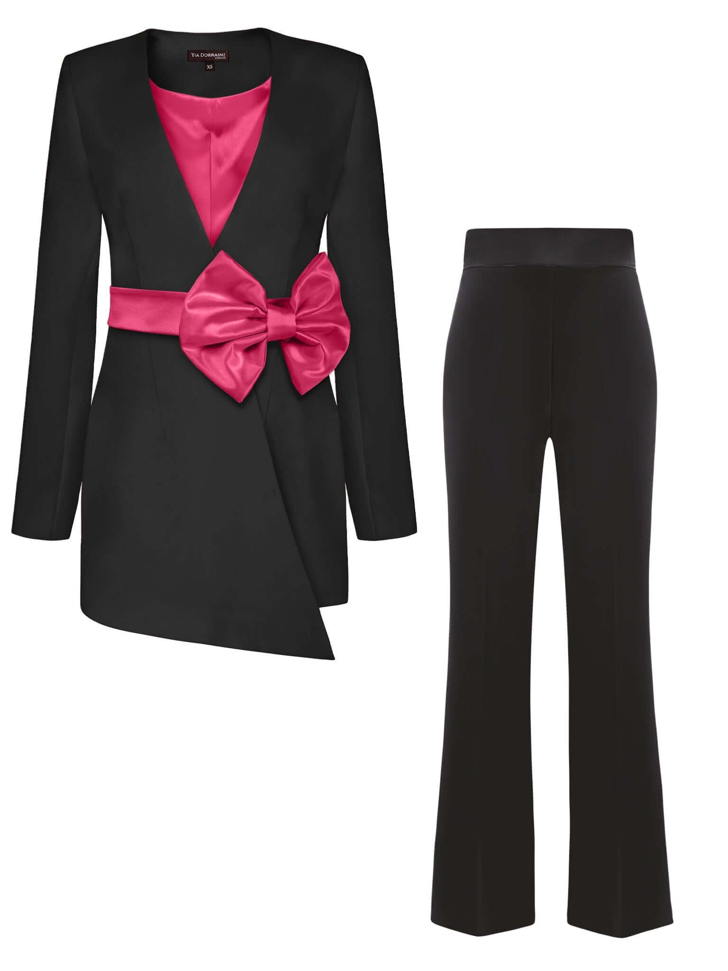 Black Pearl Power Suit with Pink Bow Belt