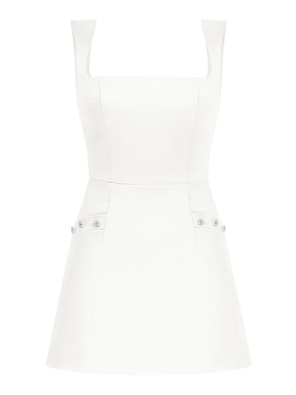 Blame Gravity Satin Mini Dress - Pearl White