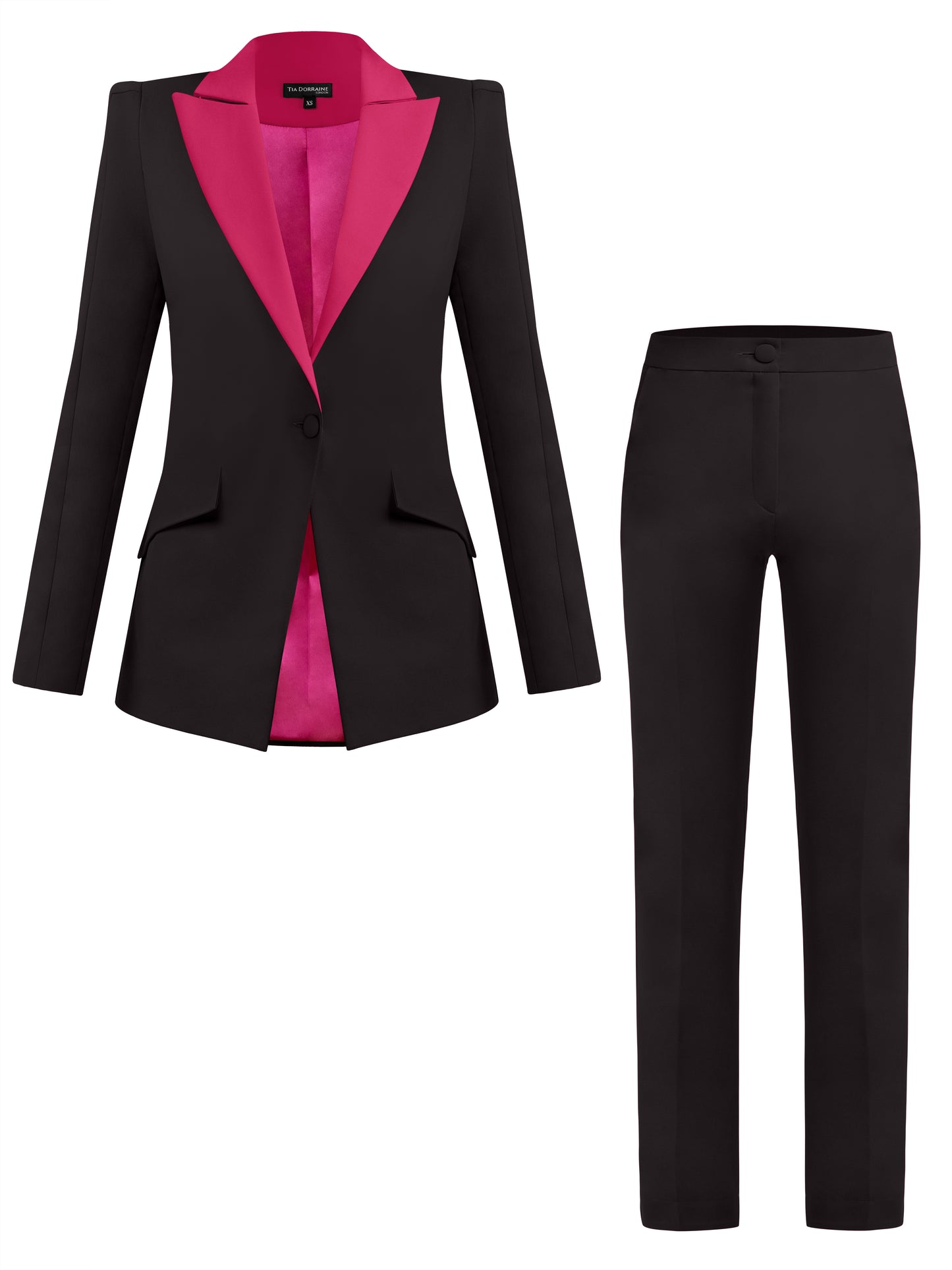 Illusion Classic Tailored Suit - Black & Pink