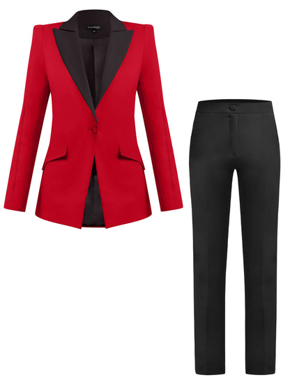 Illusion Classic Tailored Suit - Red & Black by Tia Dorraine Women's Luxury Fashion Designer Clothing Brand