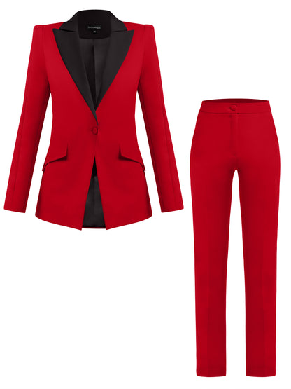 Illusion Classic Tailored Suit - Red & Black