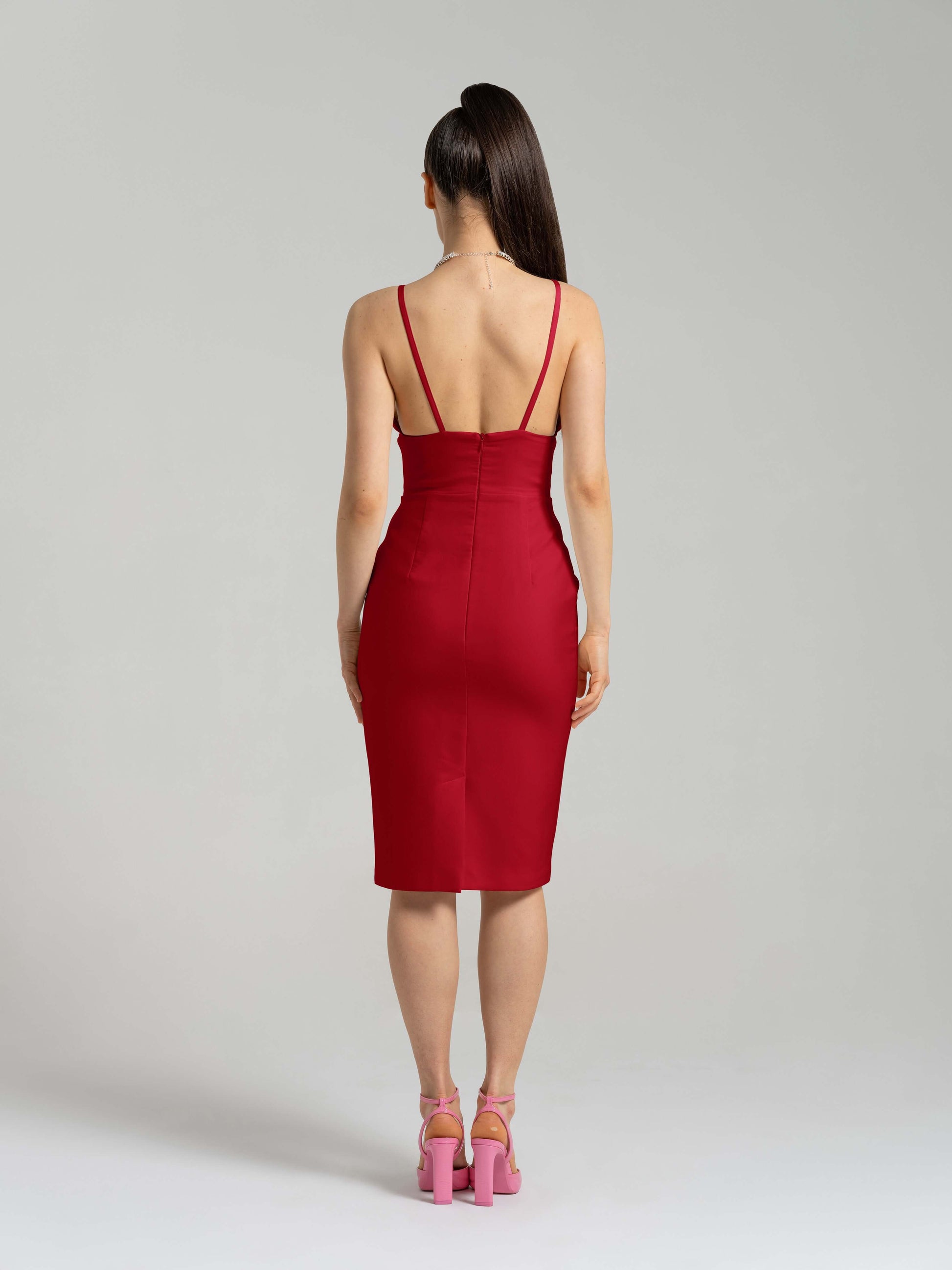 Bold Simplicity Midi Dress - Fierce Red by Tia Dorraine Women's Luxury Fashion Designer Clothing Brand