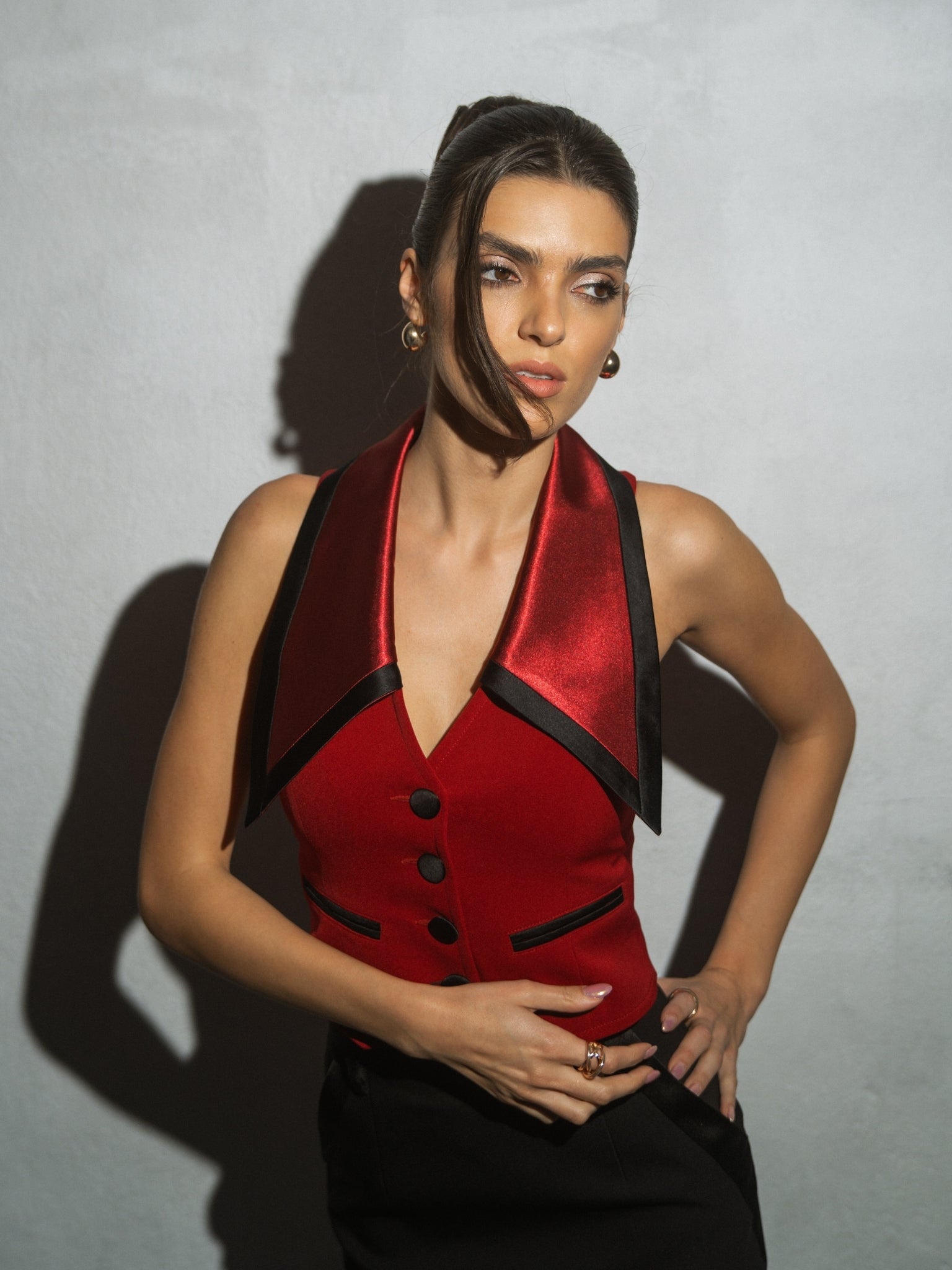 Born to Run Cropped Tailored Waistcoat - Fierce Red  by Tia Dorraine Women's Luxury Fashion Designer Clothing Brand