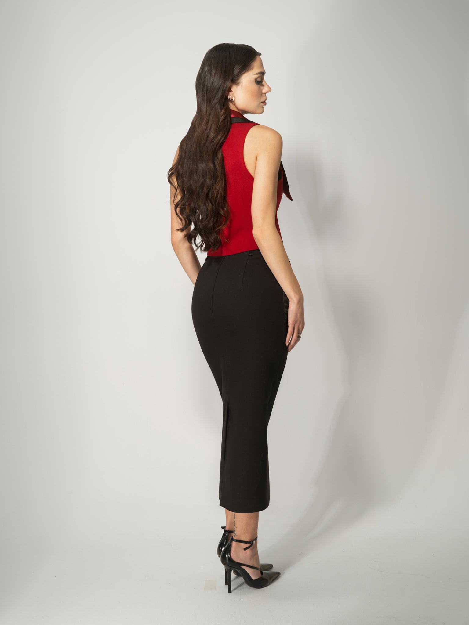 Born to Run Waistcoat & Skirt Set - Black & Red by Tia Dorraine Women's Luxury Fashion Designer Clothing Brand