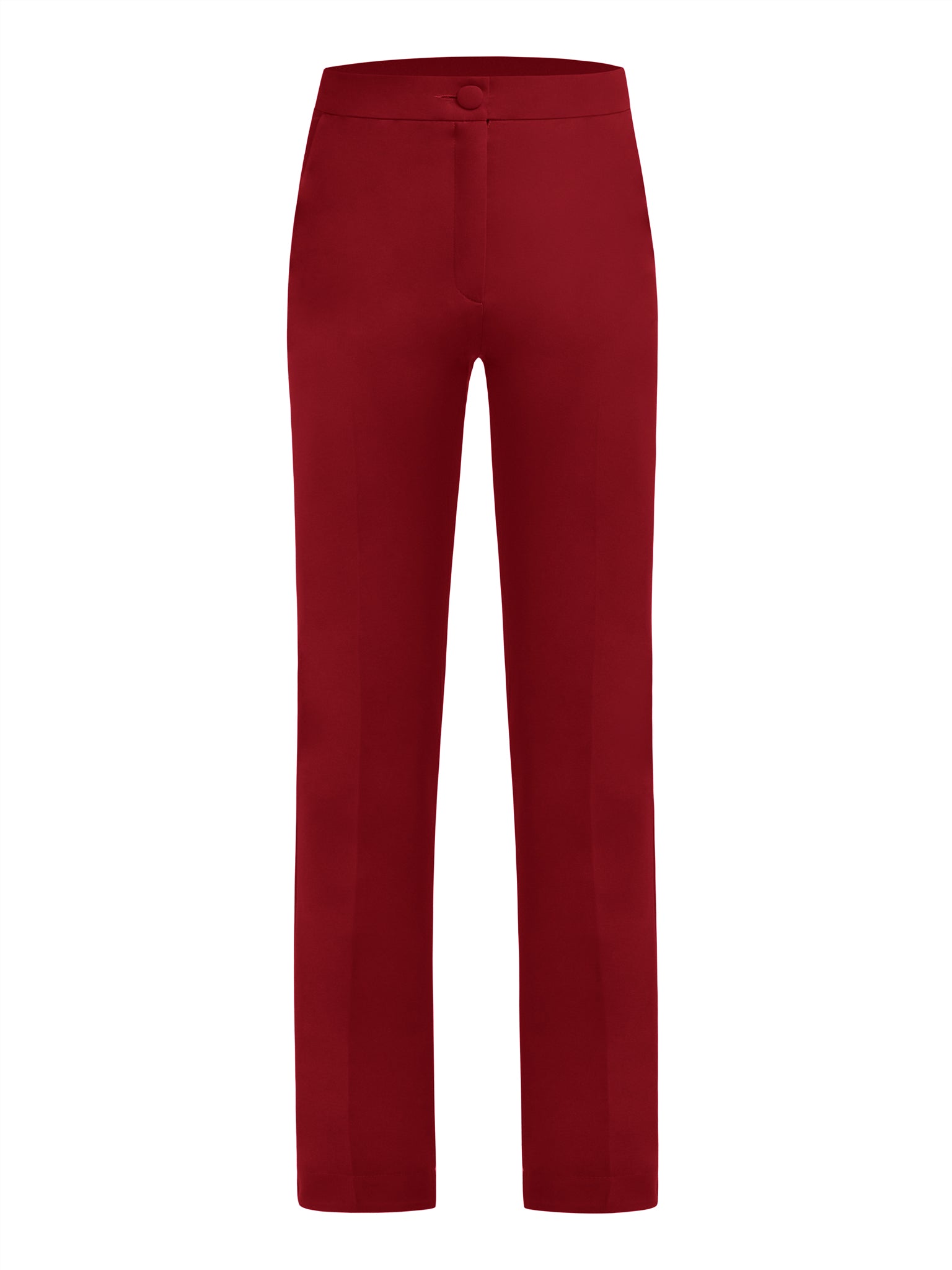 Burgundy Tailored Straight-Leg Trousers by Tia Dorraine Women's Luxury Fashion Designer Clothing Brand