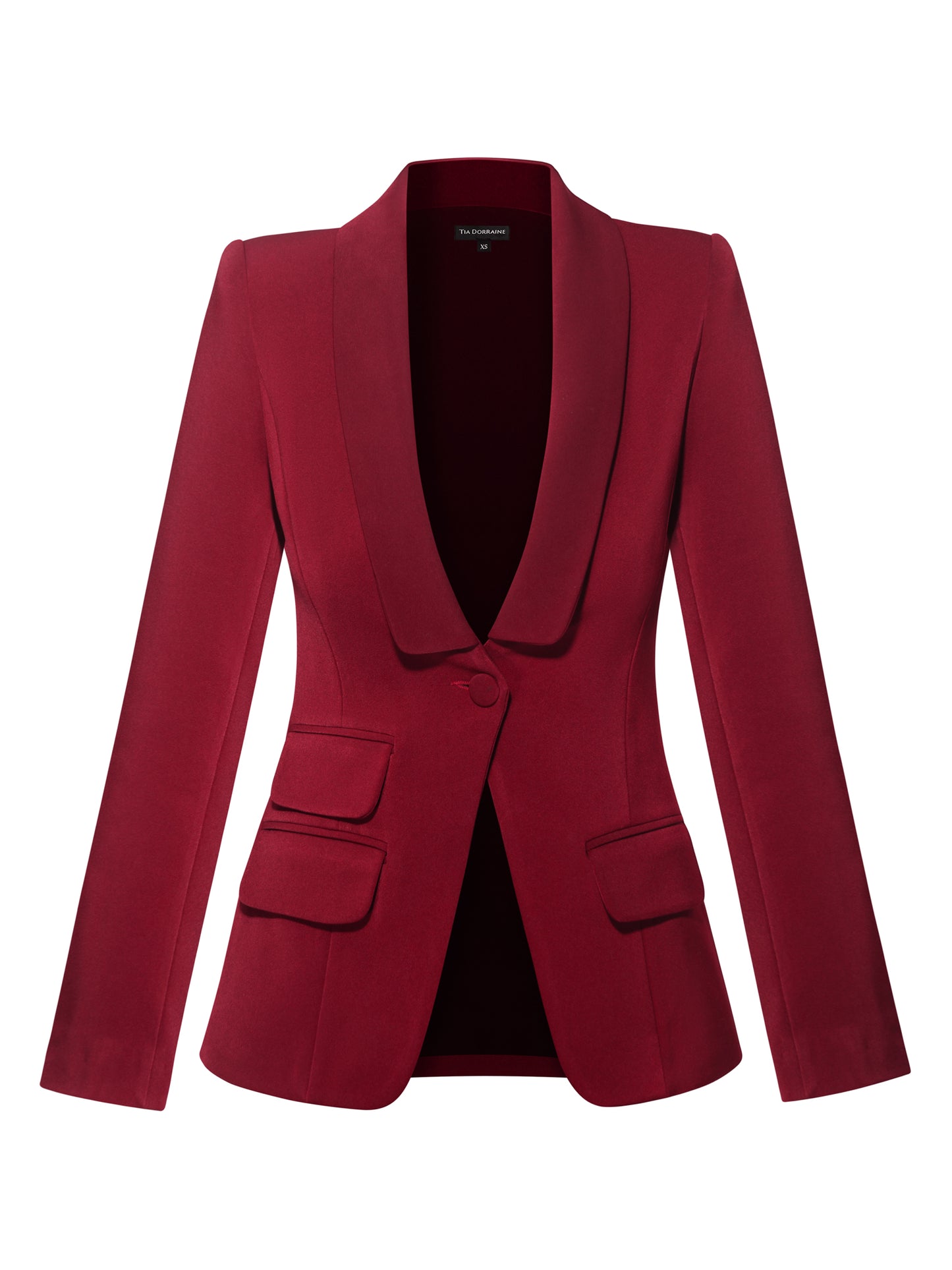 Burgundy Timeless Single-Breasted Blazer by Tia Dorraine Women's Luxury Fashion Designer Clothing Brand