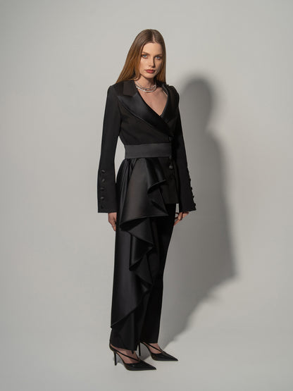 three piece dress for ladies Custom Navy Three-Piece Suit for Women