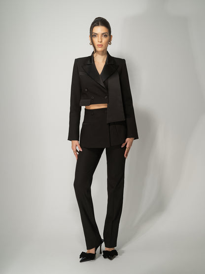 Classic Straight-Leg Slim Trousers - Black