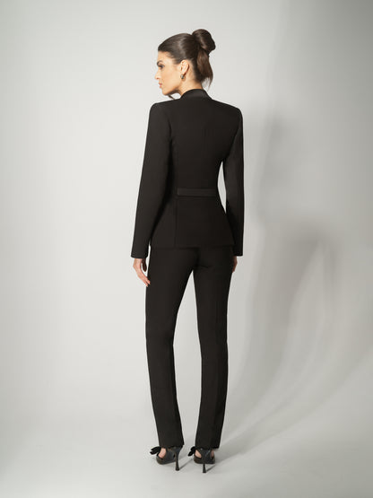 Classic Straight-Leg Slim Trousers - Black