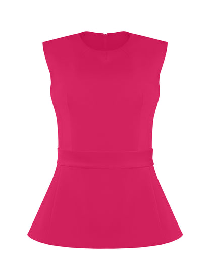 Hot Pink Sleeveless Waist-Fitted Top