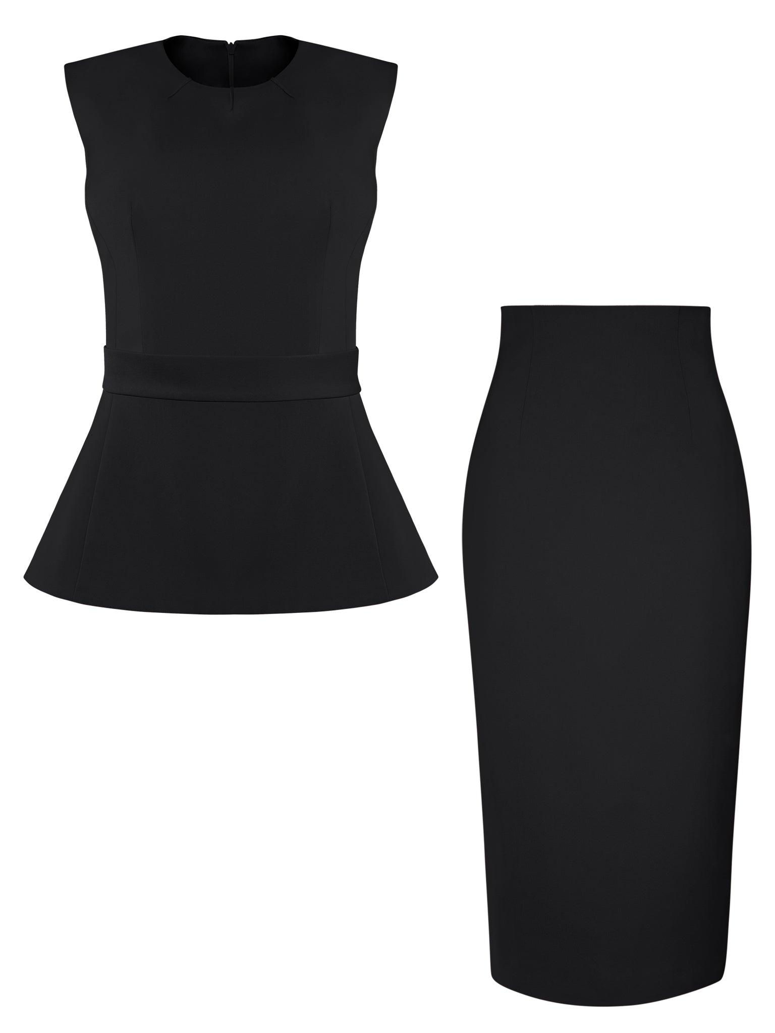 Magnetic Power Sleeveless Top & Pencil Midi Skirt Set by Tia Dorraine Women's Luxury Fashion Designer Clothing Brand