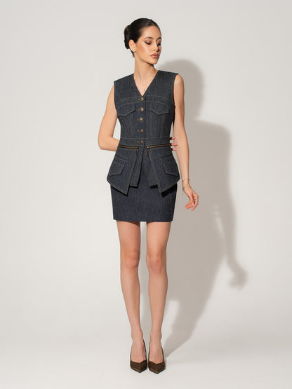 Denim Mini Skirt - Blue