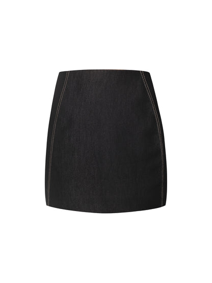 Denim Mini Skirt - Black