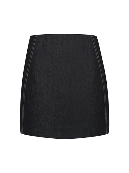 Denim Mini Skirt - Black