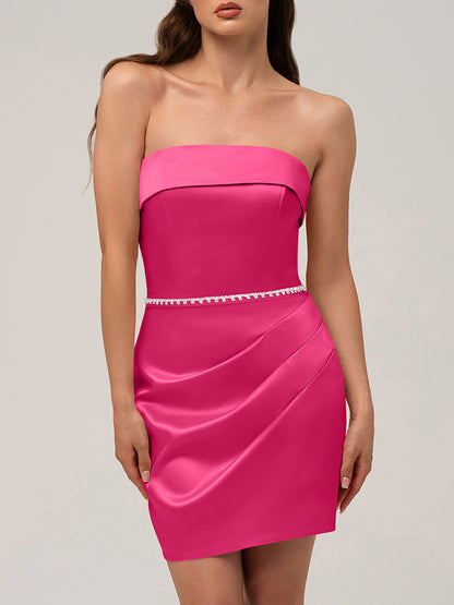 Devotion Mini Dress with Detachable Sleeves - Hot Pink